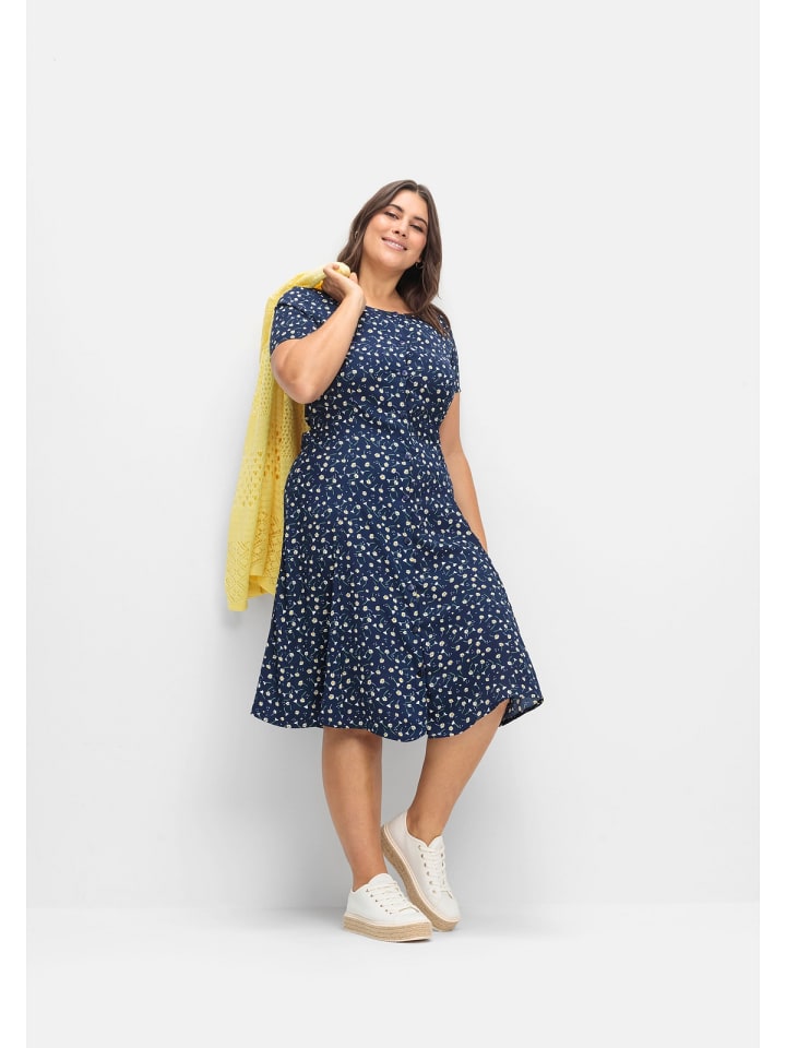sheego Kleid in marine gemustert günstig kaufen