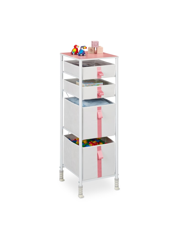 relaxdays Kinder-Kommode in Weiß/ Rosa - (B)36 x (H)109,5 x (T)40,5 cm günstig kaufen onesize