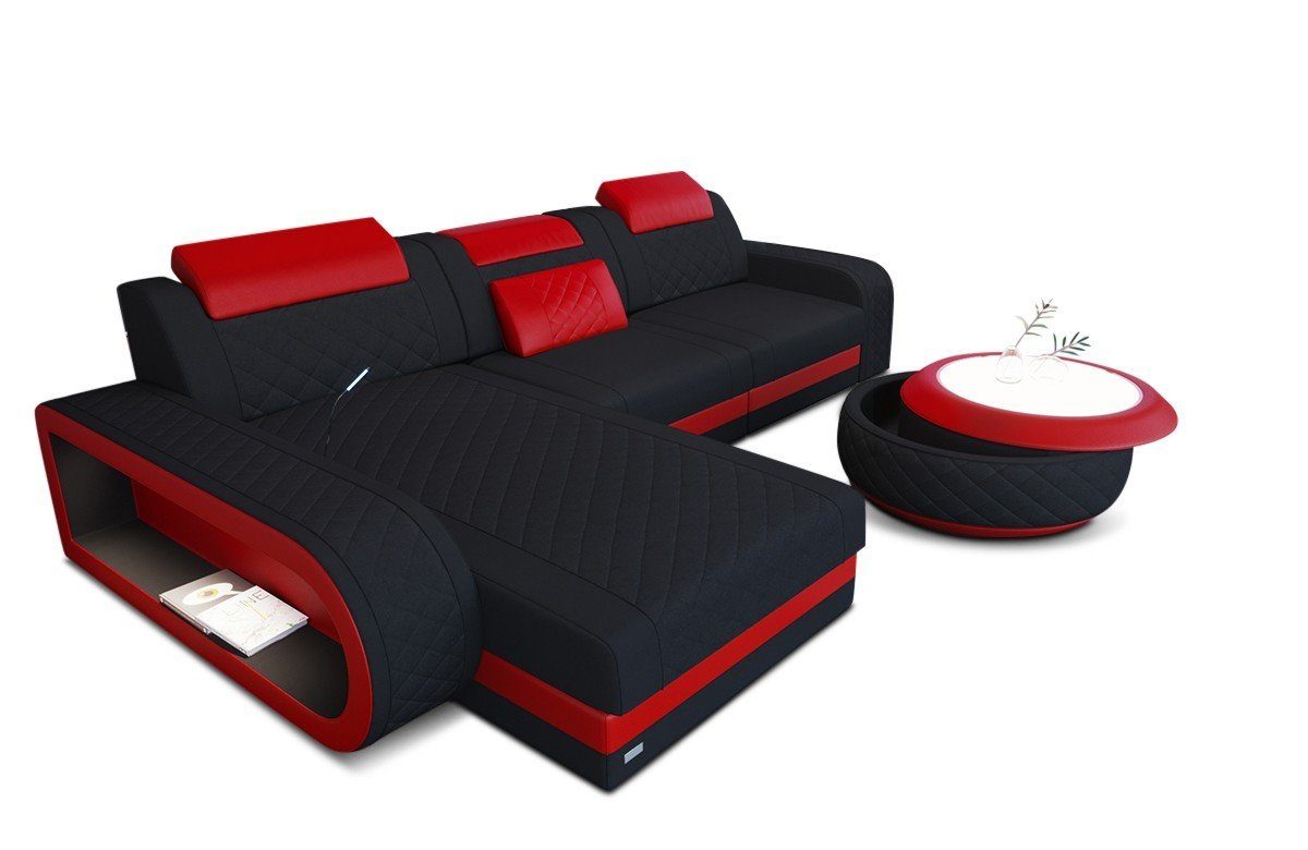 Sofa Dreams Ecksofa Stoffsofa Polstercouch Berlin L Form Stoff Sofa Couch, mit LED, wahlweise mit Bettfunktion als Schlafsofa, Designersofa