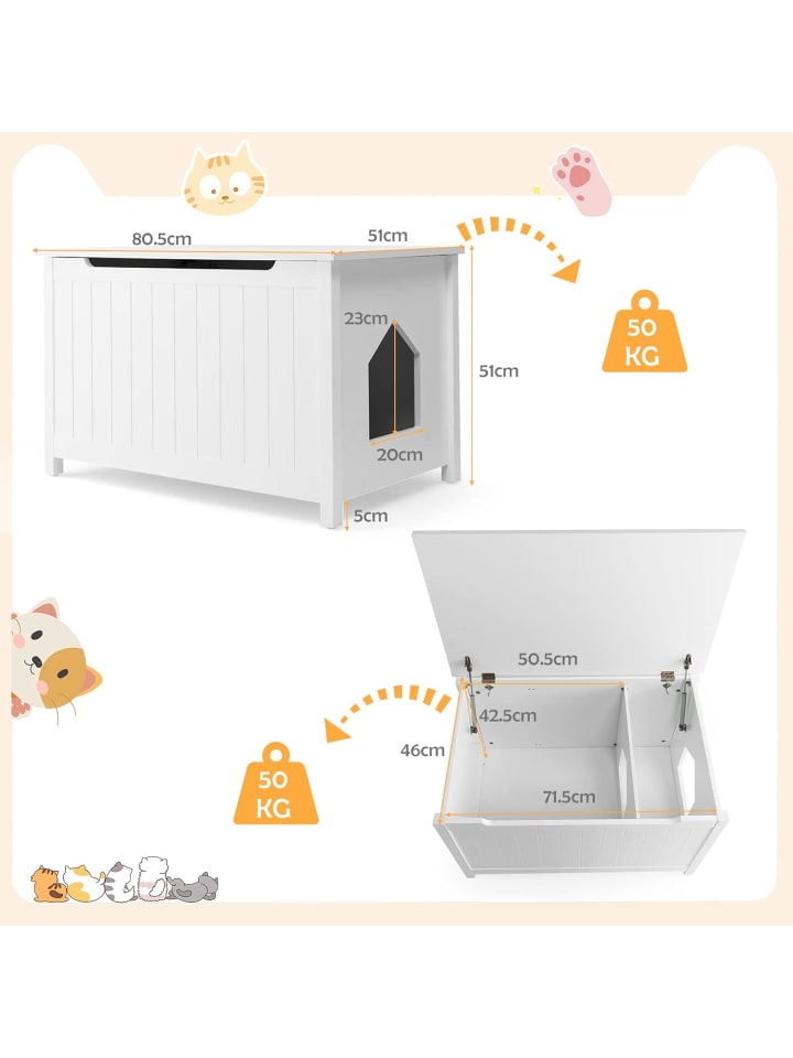 COSTWAY Katzenhaus in Weiß günstig kaufen 51 cm