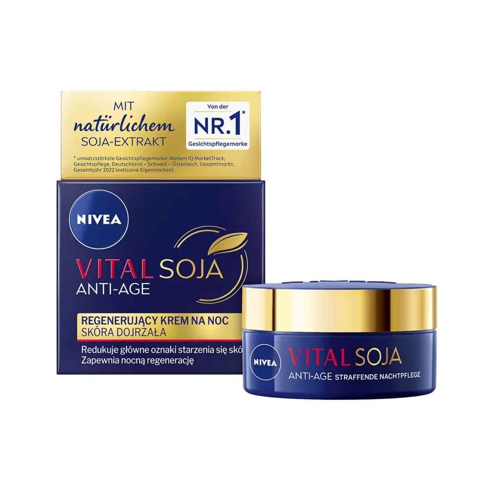 „Nivea Vital Soja“ regeneruojamasis naktinis kremas brandžiai odai