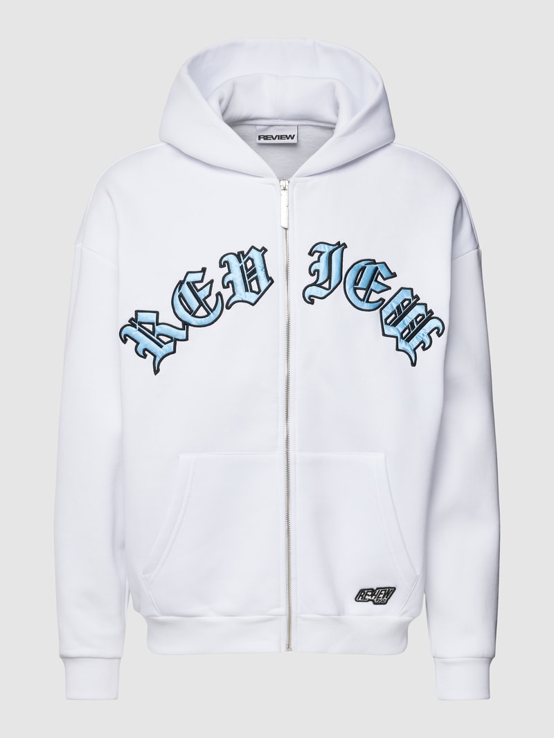 Sweatjacke mit Label-Motiv in weiß