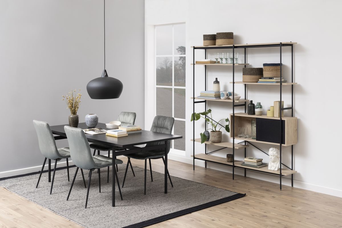 Design-Regal Angus Weiße Eiche Schwarz