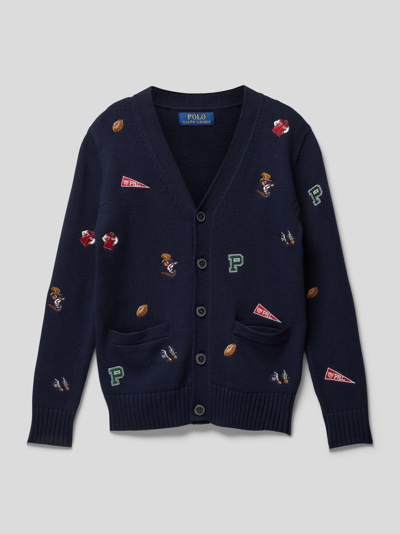 Cardigan mit Allover-Muster in marineblau