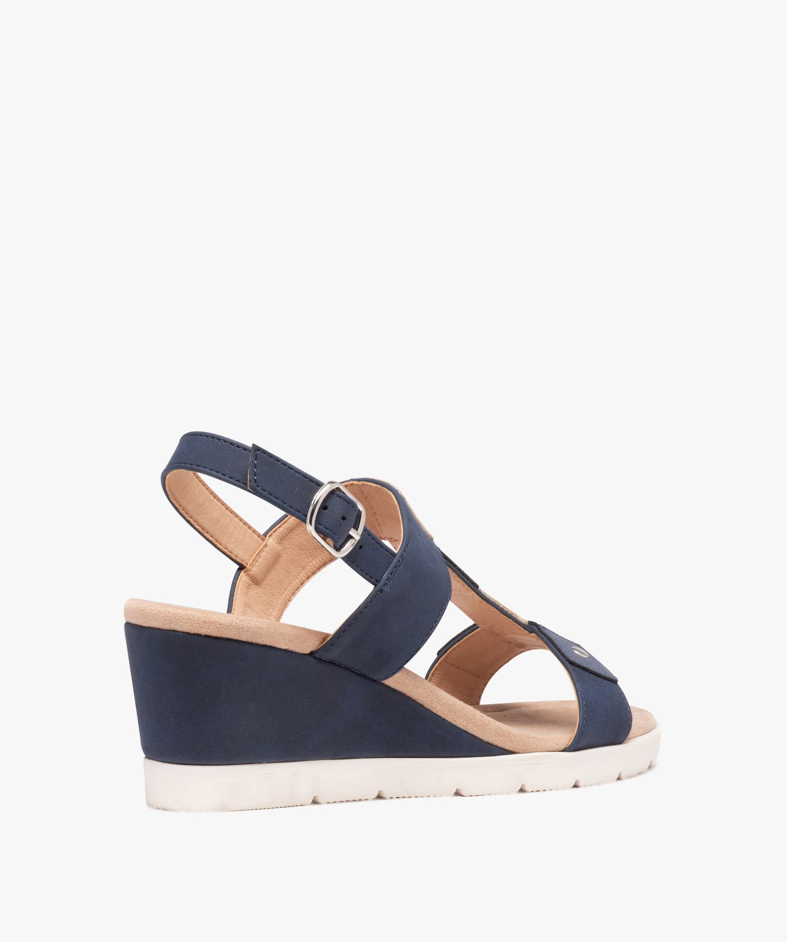 Sandales compensées femme confort en suédine bleu | GEMO