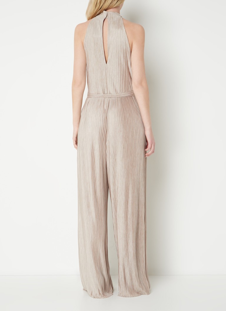 HUGO BOSS  Exuma wide fit jumpsuit met strikceintuur en ribstructuur