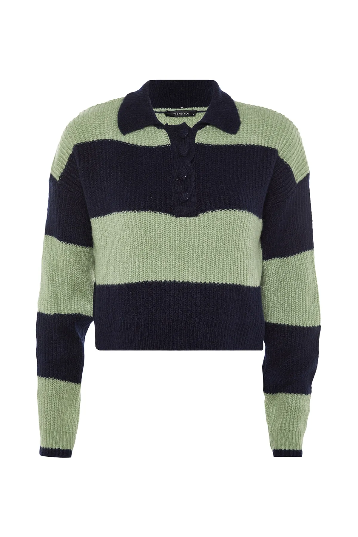 Trendyol Collection  Marineblauer Strickpullover mit weicher Struktur und Farbblockdesign TWOAW22KZ0226
