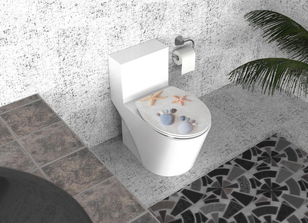 K&H Sanitary Duschwell Duroplast WC-Sitz Water Printing - Steinabdruck