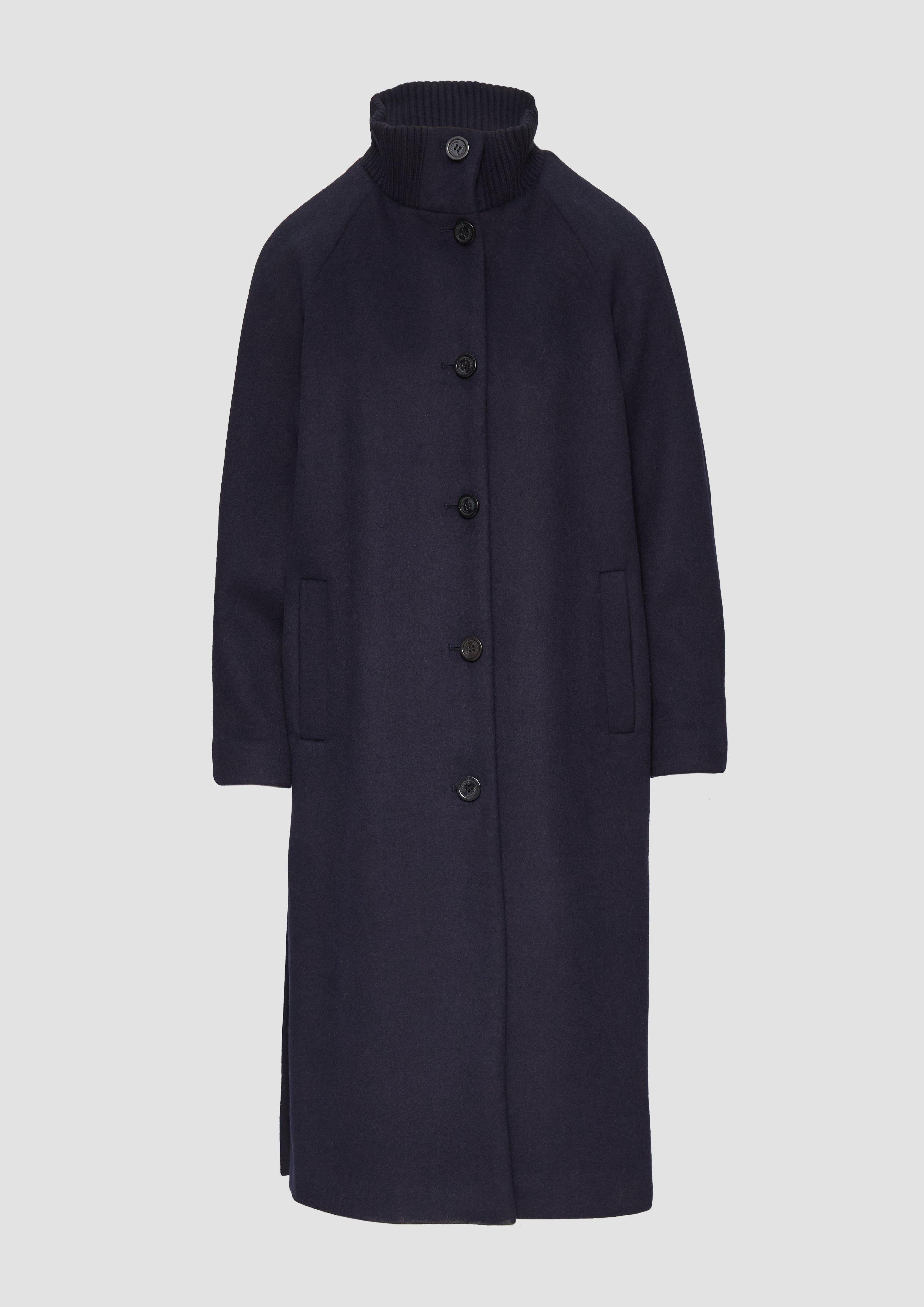 Mantel mit Ripp-Kragen - navy