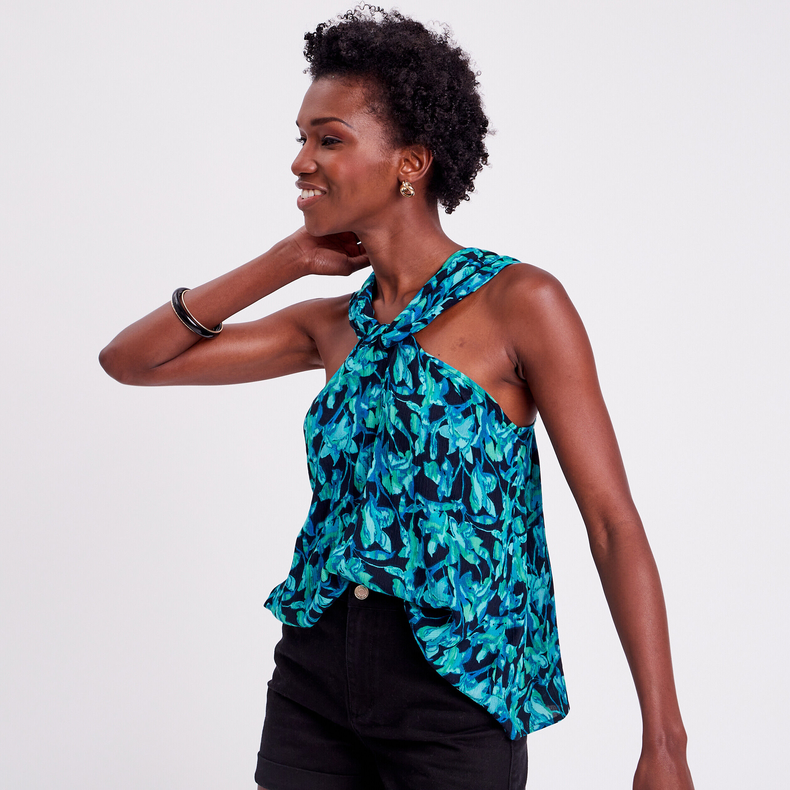 Blouse bretelles larges noir femme | Cache Cache
