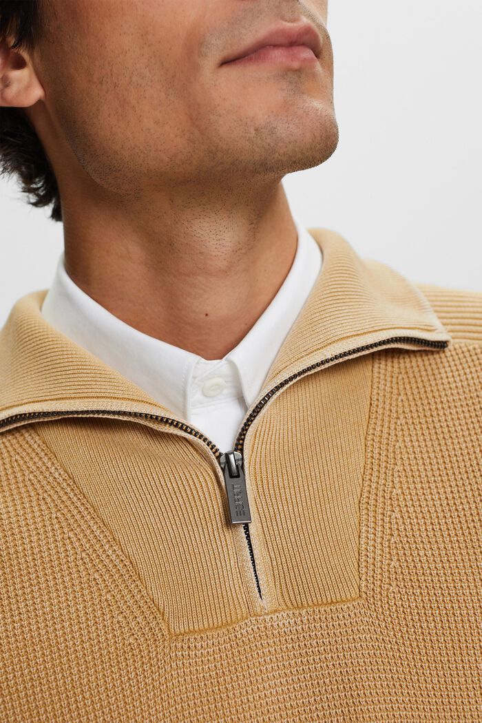Pullover mit halbem Zipper, 100 % Baumwolle