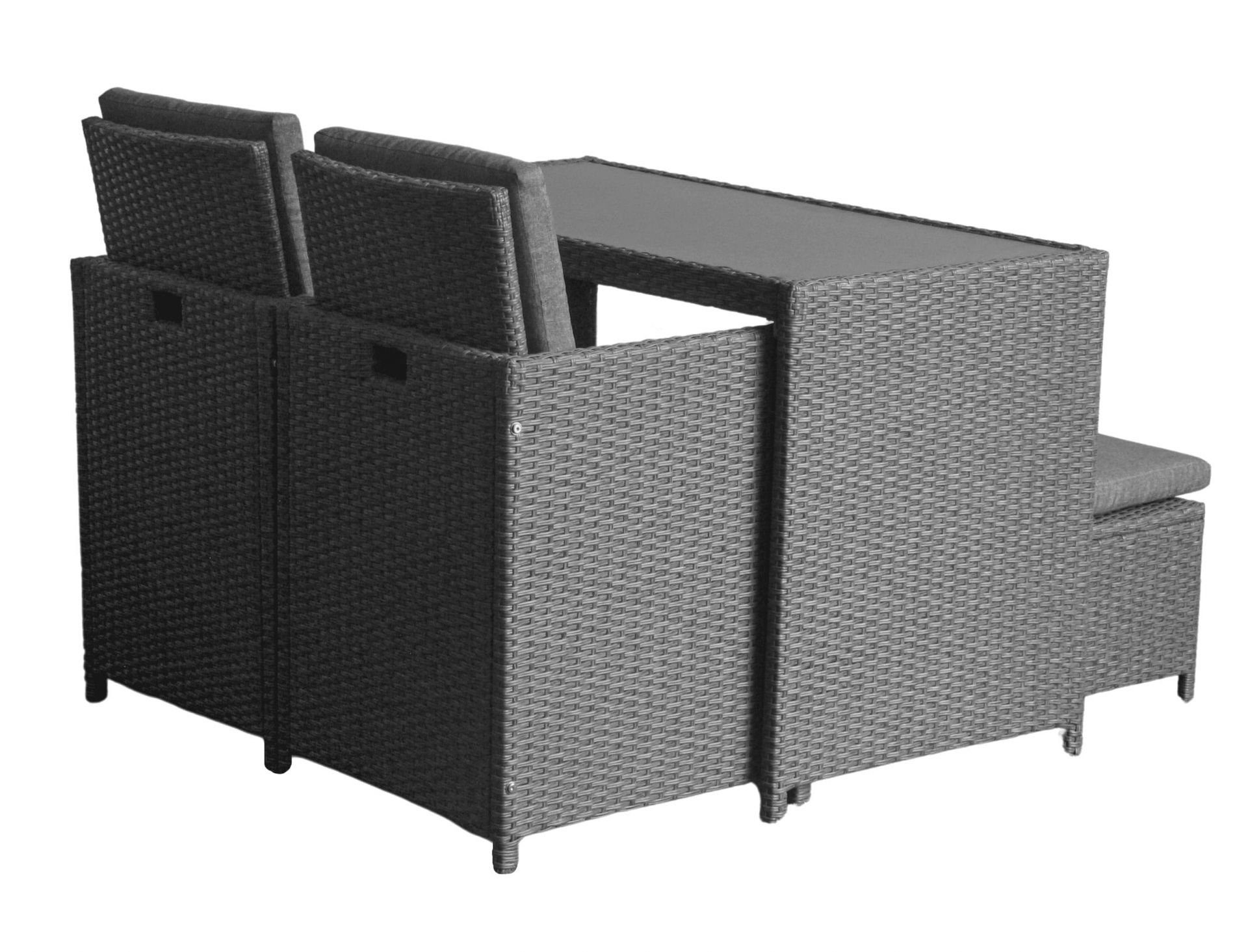 dasmöbelwerk Balkonset Balkonset XL 5tlg. Terrassenset Steingrau, lässt sich bei Nichtnutzung platzsparend ineinanderschieben