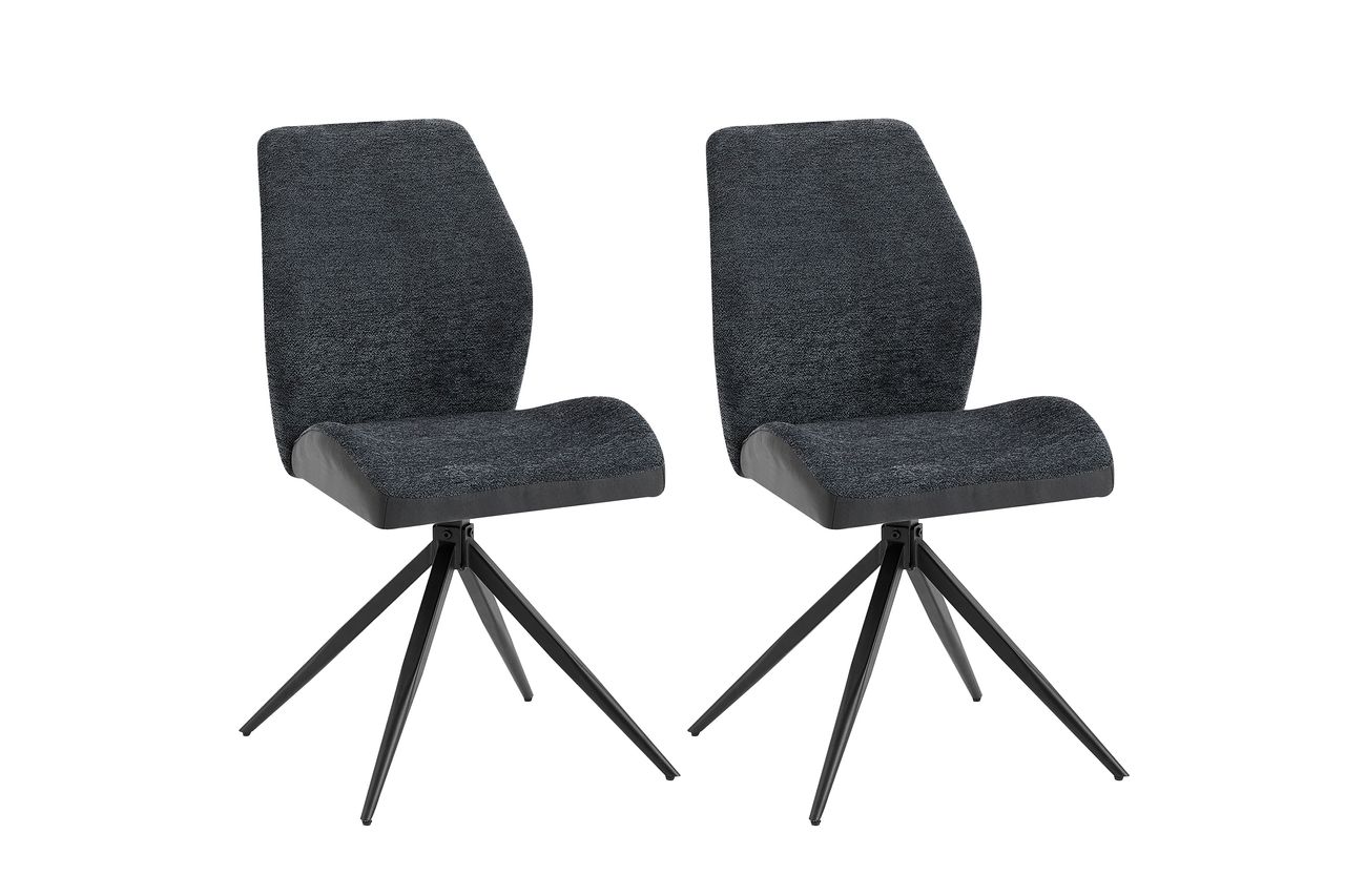 byLiving SNAP Stuhl, 2er Set, Metallgestell schwarz pulverbeschichtet, Bouclè-Vintage anthrazit