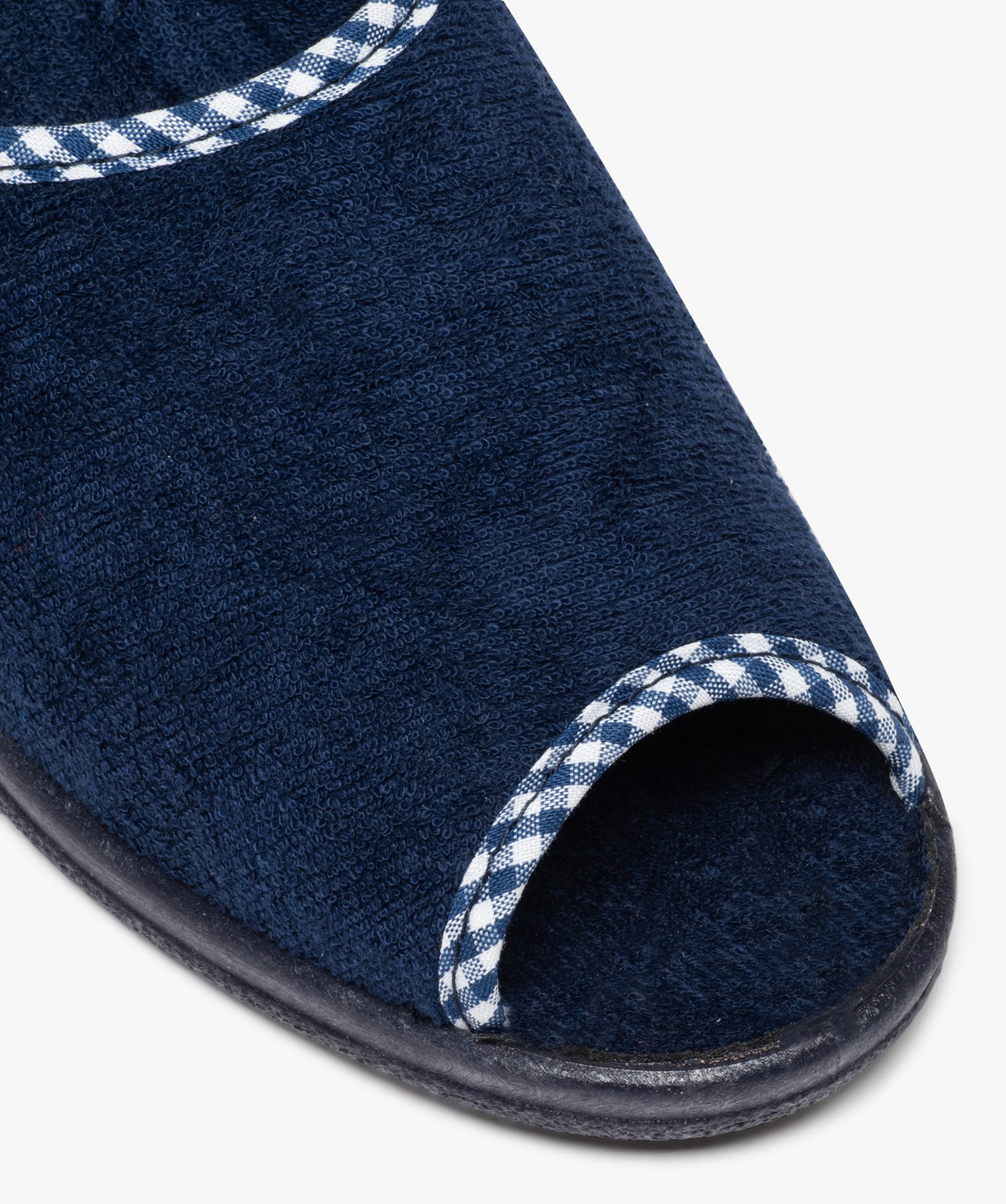 Chaussons femme mules confort compensées à bout ouvert marine | GEMO