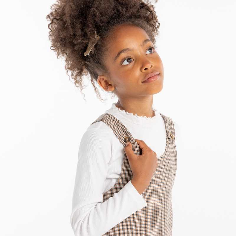 T-shirt côtelé broderie cœur blanc fille