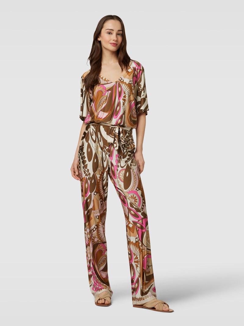 Jumpsuit mit Allover-Muster in beige
