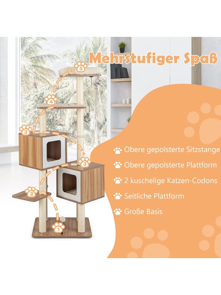 COSTWAY Kratzbaum 163 cm in Beige günstig kaufen 48 cm