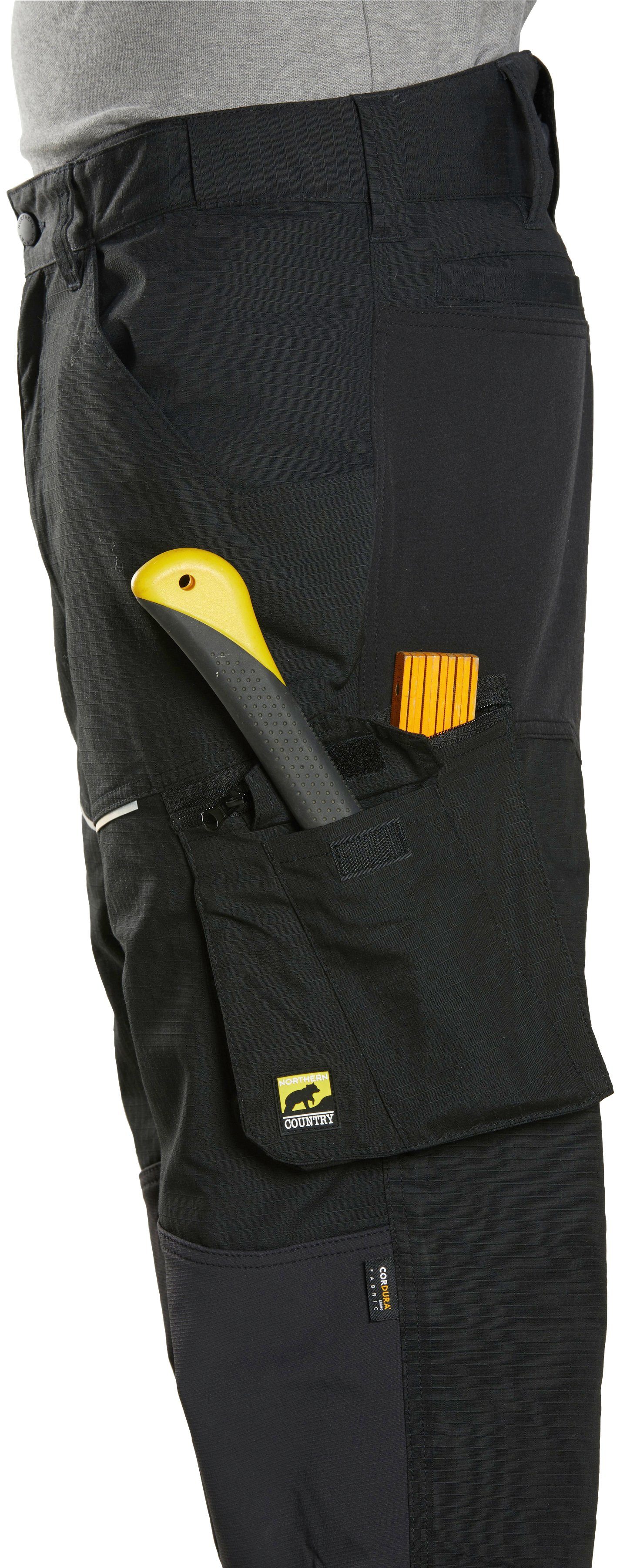 Northern Country Arbeitshose (9 praktischen Taschen, einfache Beinverlängerung, langlebiges Material) bequem, mit elastischen Cordura®Knieverstärkung und Stretcheinsätzen