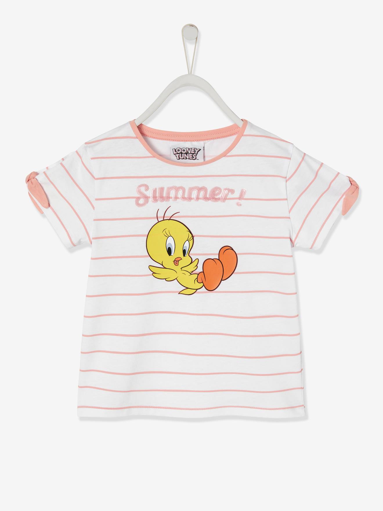 T-shirt Titi® fille rose tendre rayé