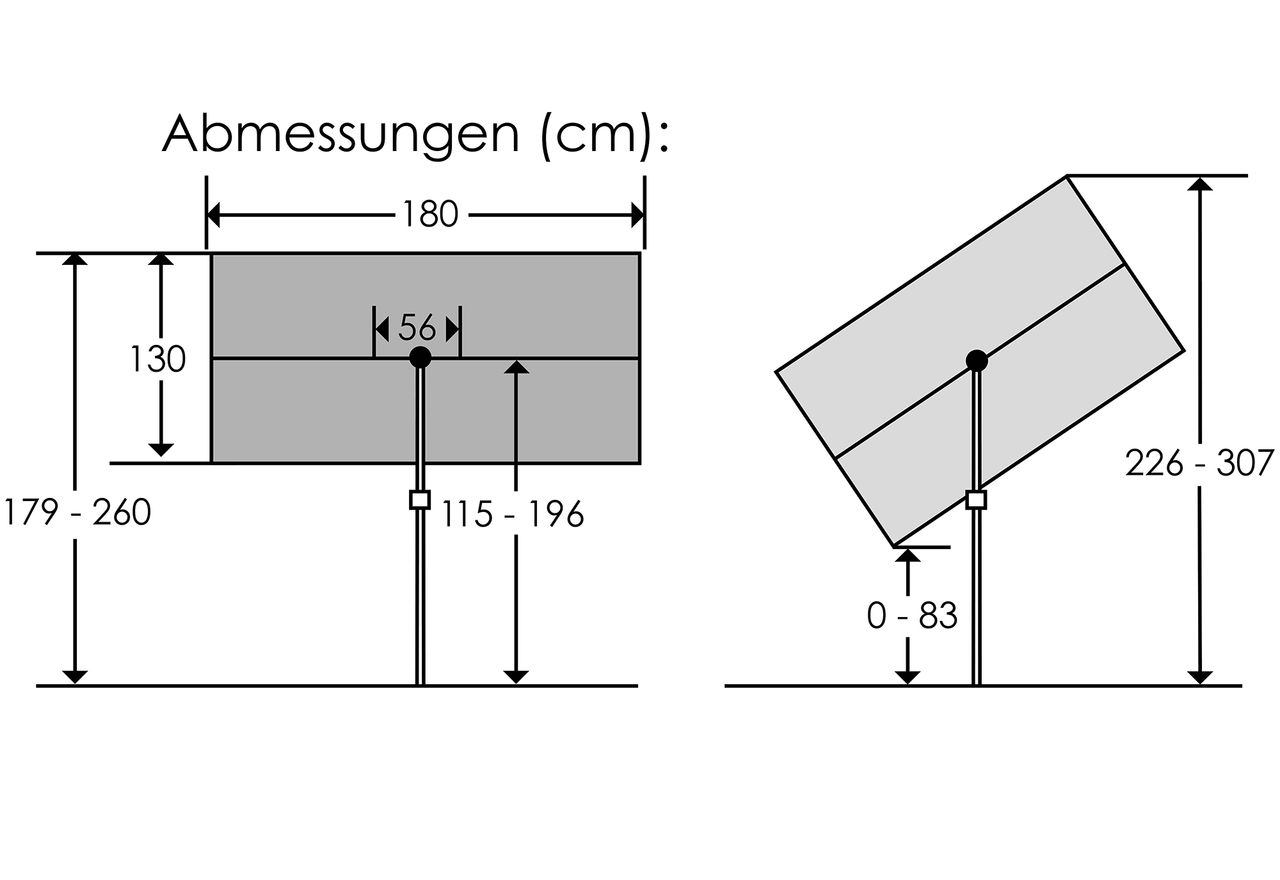Schneider Schirme Balkonschirm Sonnenschirm AVELLINO ca. 180 x 130 cm, anthrazit