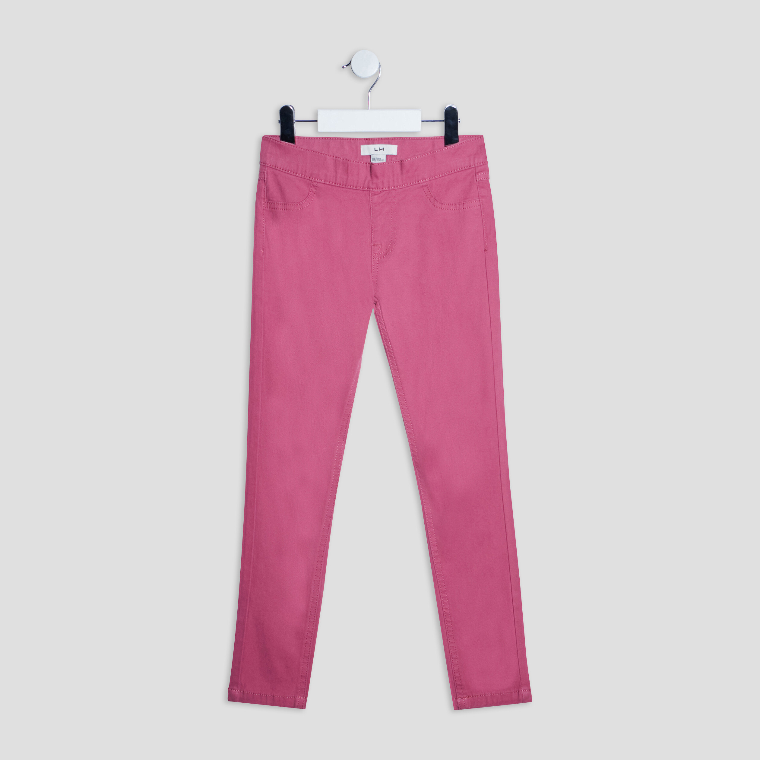 Pantalon tregging ajustable en coton rose framboise fille | La Halle
