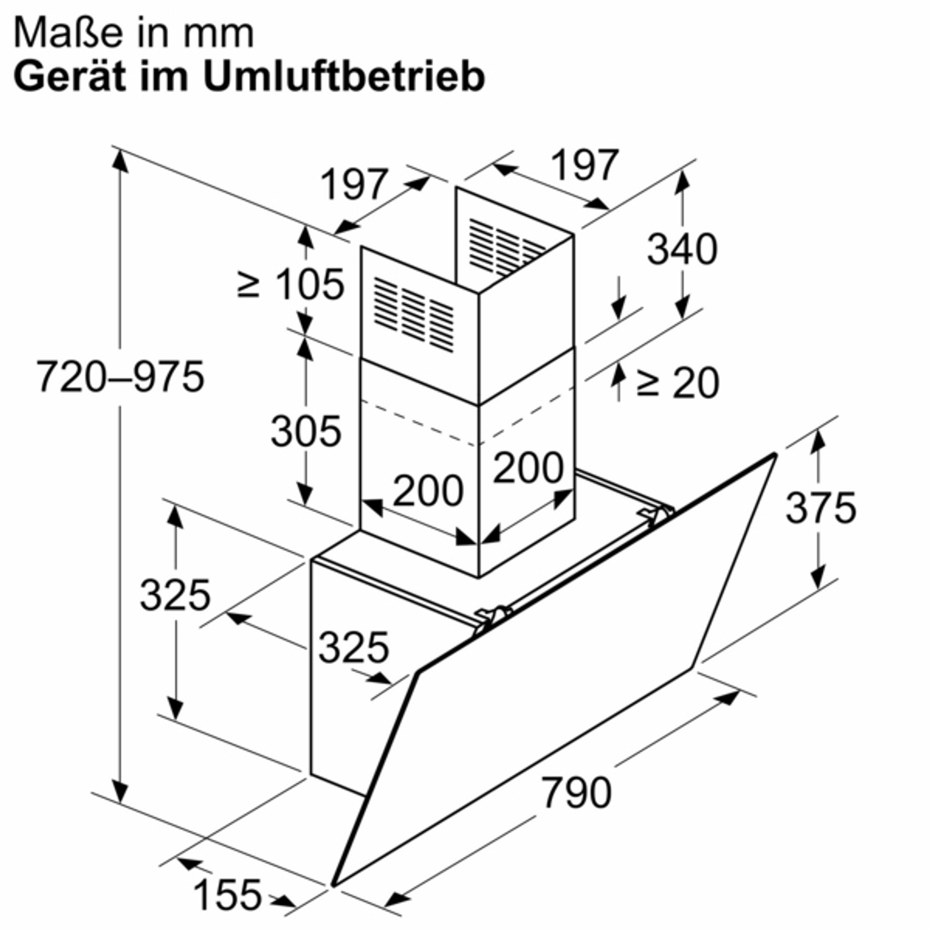 BOSCH Wandhaube DWK85DK60, Bosch Serie 2, 80 cm, Schwarz, Einbau