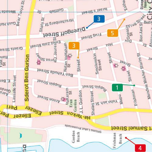 Tel Aviv - Yafo 1 : 9.400. City Pocket + The Big Five - Stadtplan
