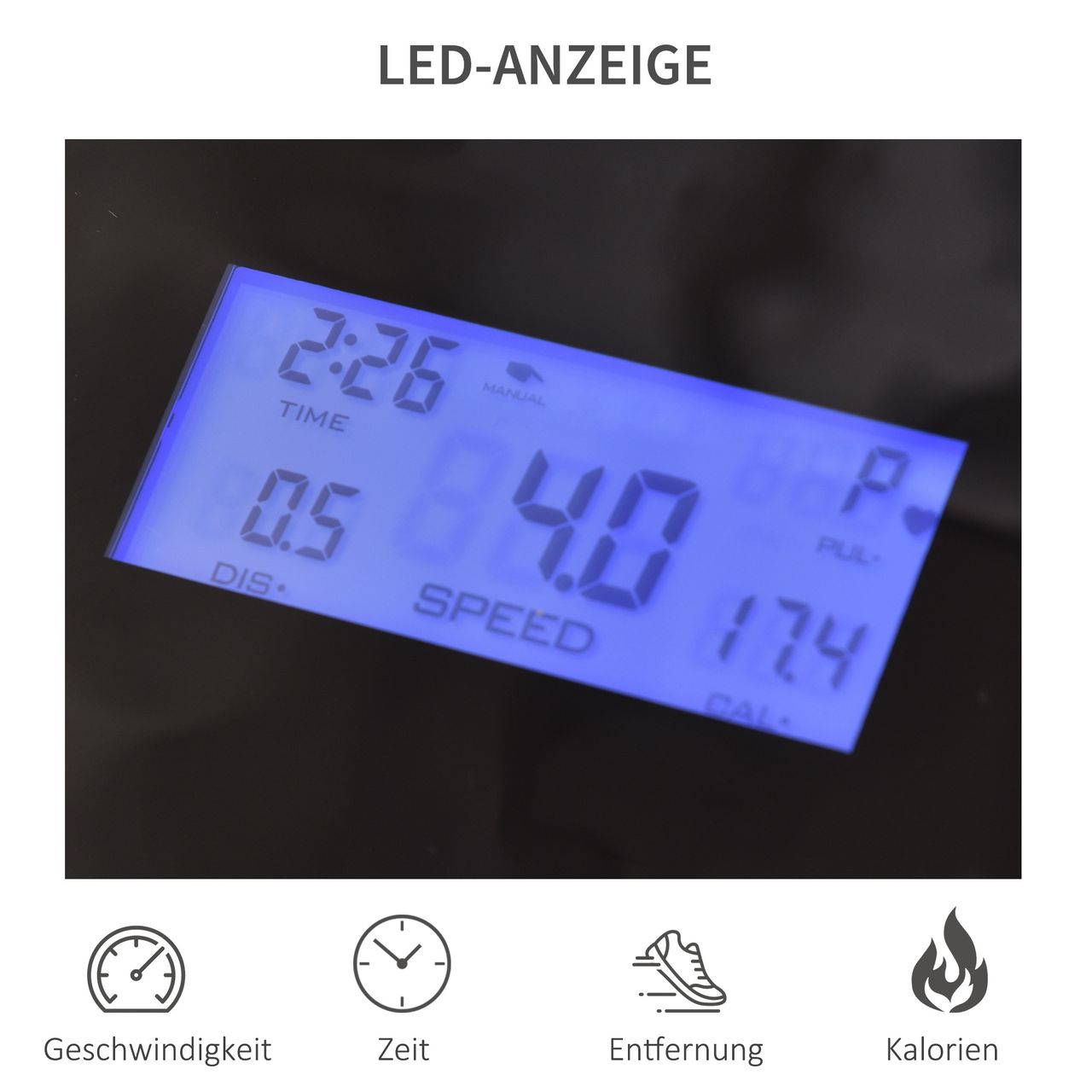 HOMCOM Laufband Klappbar 1-12,8 km/h 500W Laufgerät mit LED-Anzeige Stahl ABS
