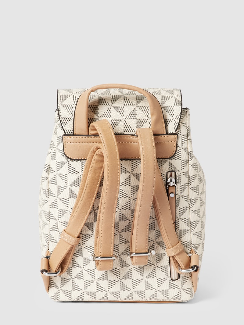 Rucksack mit Allover-Muster Modell 'Barina' in ecru