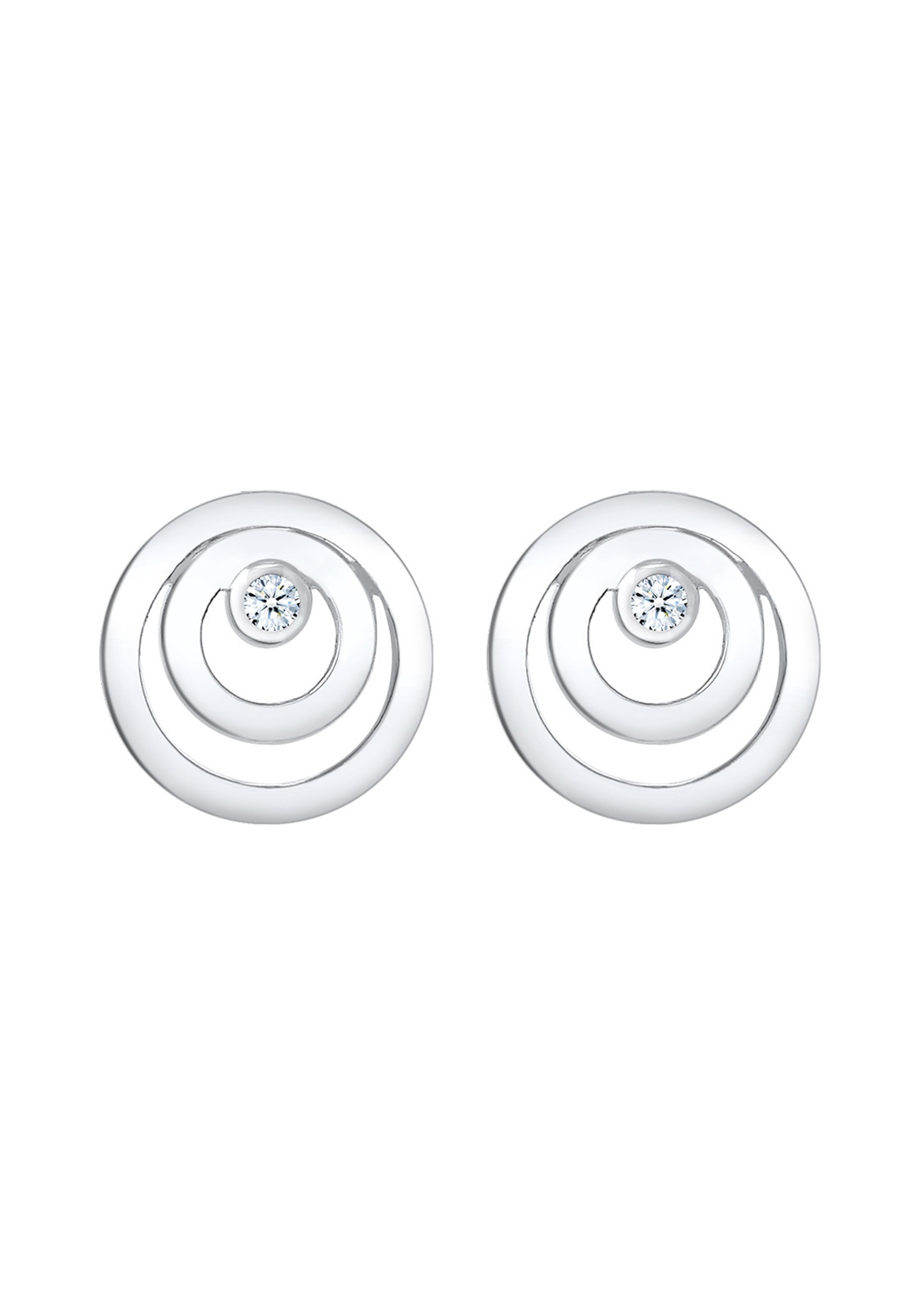 Elli DIAMONDS apaļie apļveida ģeodimanta (0,04 karāti) sieviešu auskari - (925/1000) sudrabs