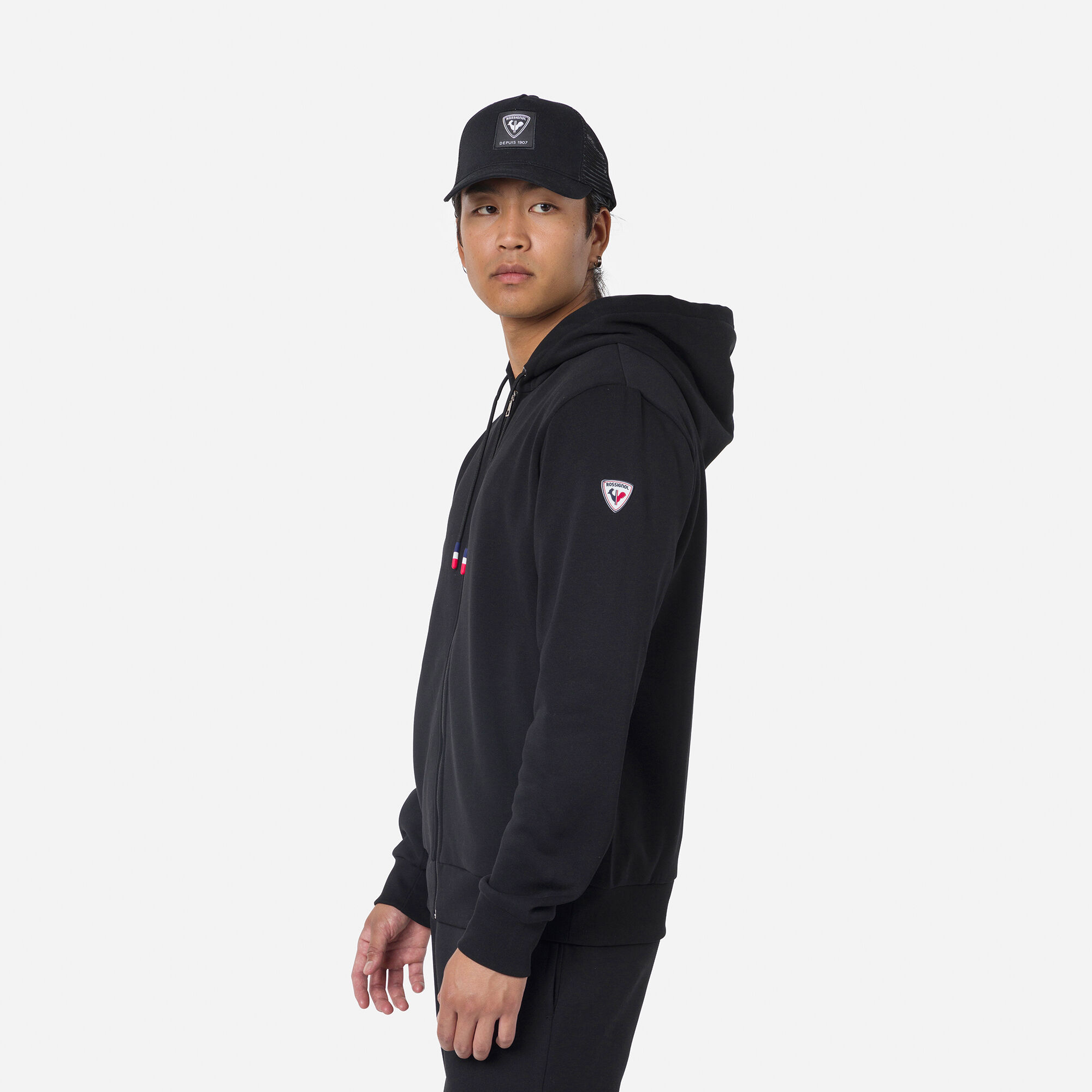 Sweat en coton à capuche zippé Logo Homme