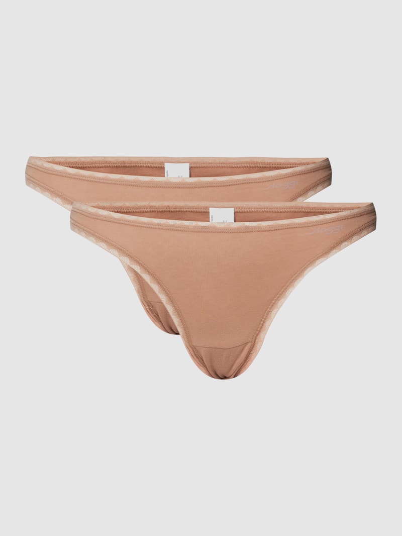 Slip mit Label-Details im 2er-Pack in mittelbraun