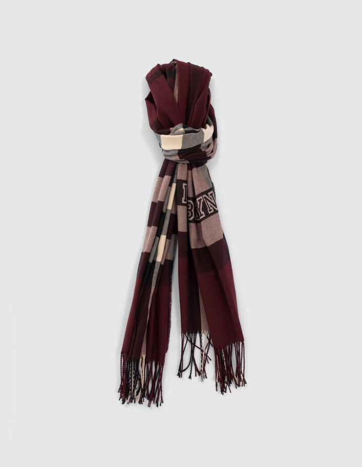 Echarpe burgundy à motif carreaux Homme