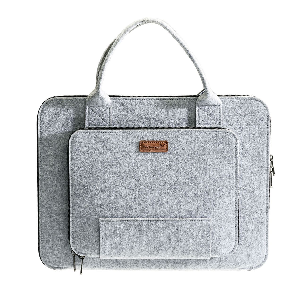 Weles Packenger Filz-Laptoptasche 15,6 Zoll, Laptophülle, Notebooktasche, Schutzhülle, 43 x 31,5 x 3 cm, hellgrau
