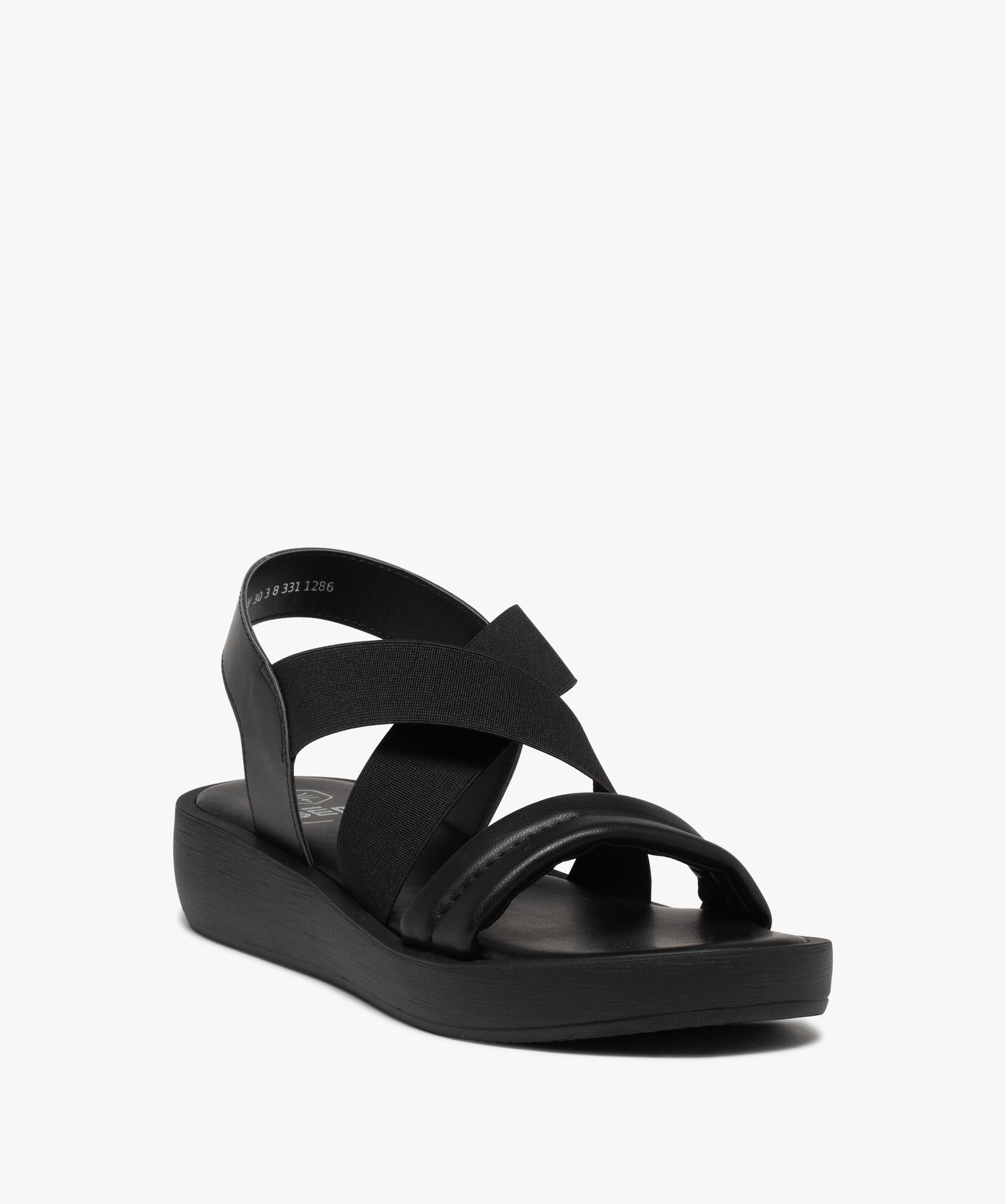 Sandales femme unies à brides élastiquées noir | GEMO