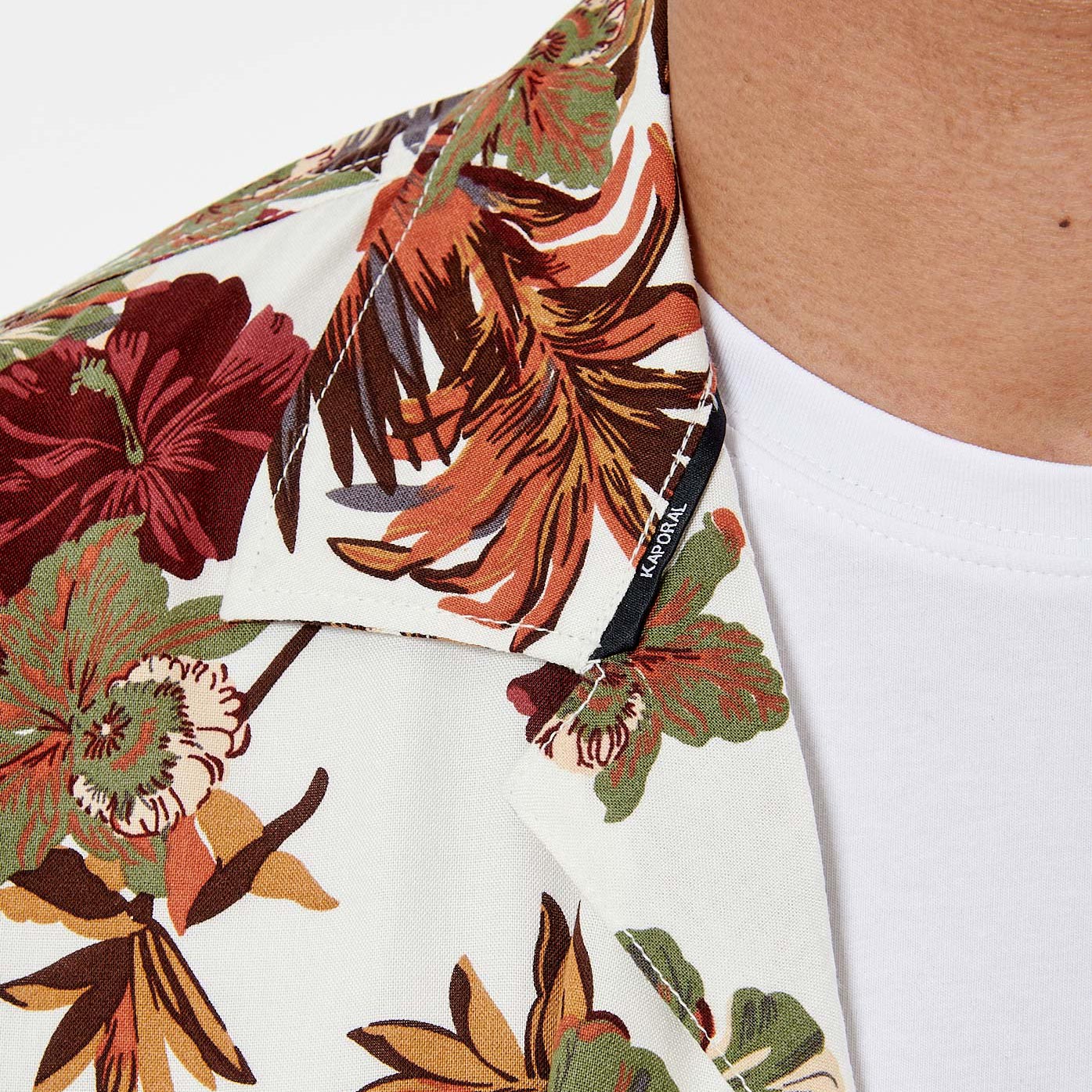 COOL   Chemise blanche fleurie homme