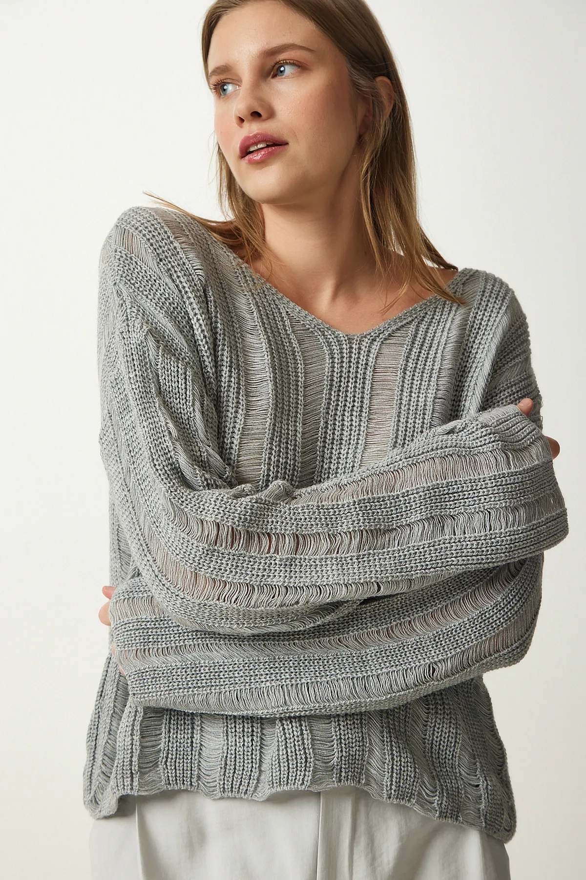 Happiness İstanbul  Pullover - Grau - Relaxed Fit