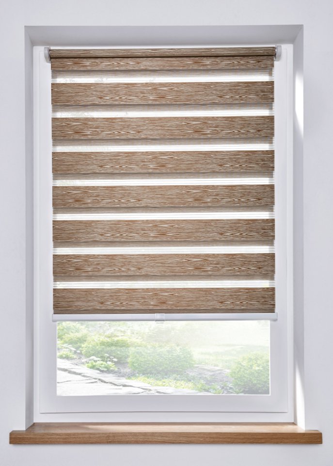 Doppelrollo mit Holz Optik