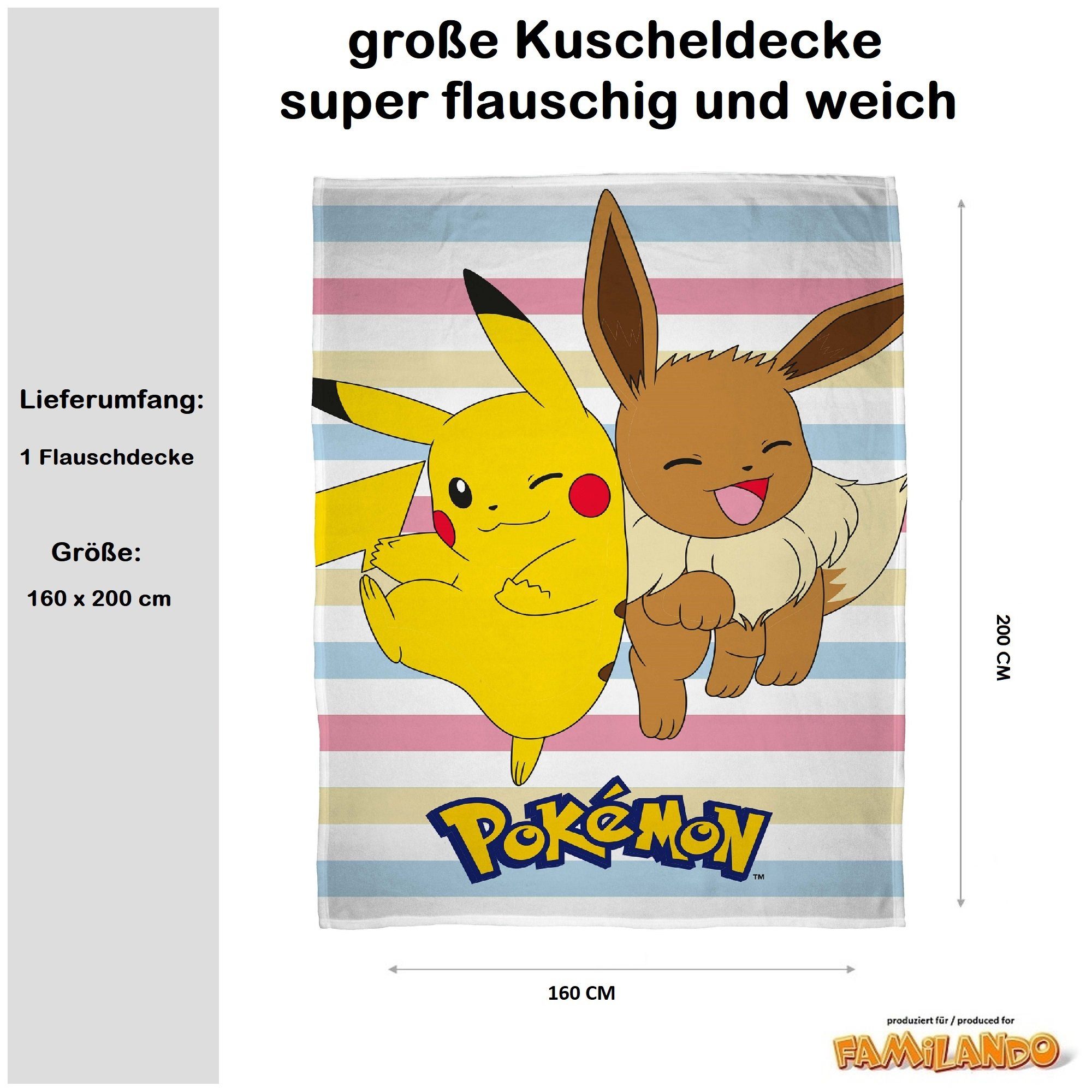 Kinderdecke Super flauschige Pokemon Kuscheldecke 