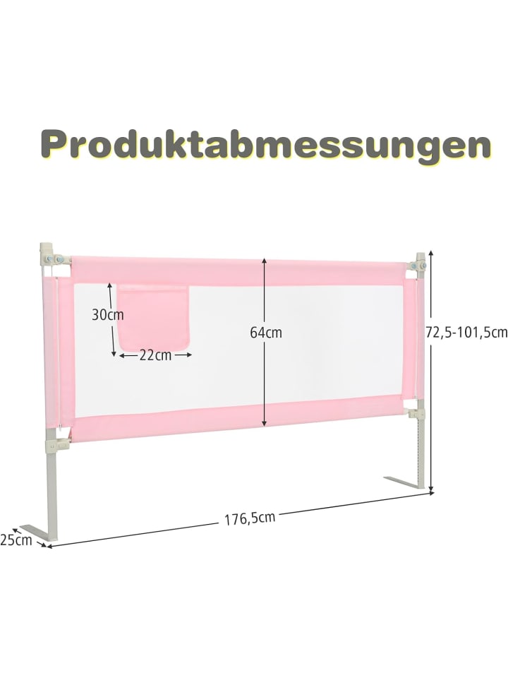 COSTWAY Bettgitter 175 cm in Rosa günstig kaufen 175 cm