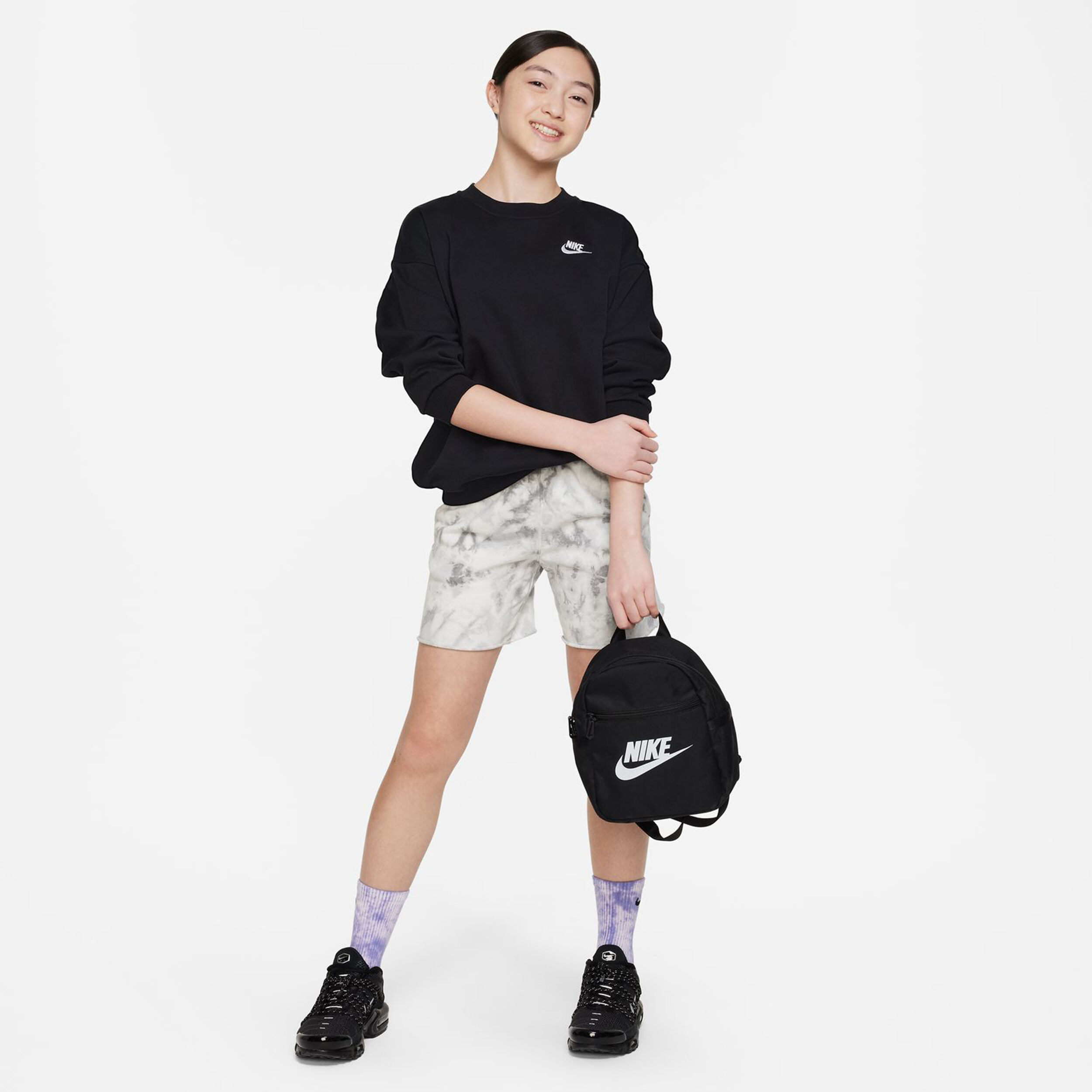 Club Fleece Oversized Crew Sweatshirt Mädchen - Schwarz