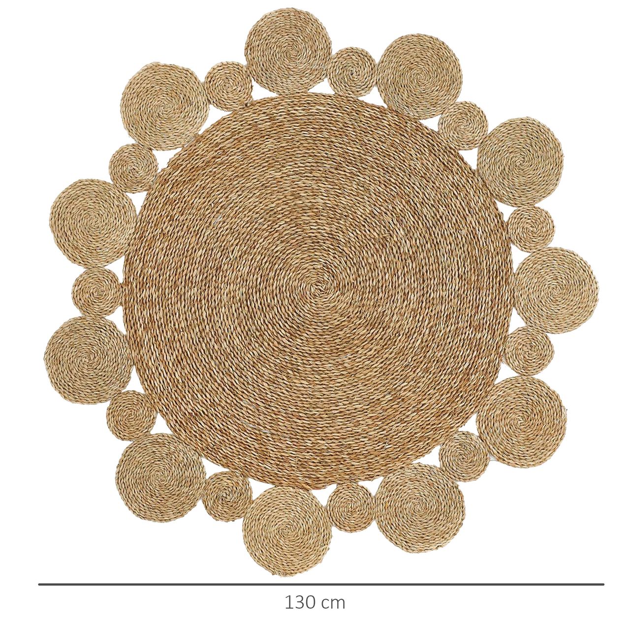 HOMCOM Teppich Seegras 130 cm rund
