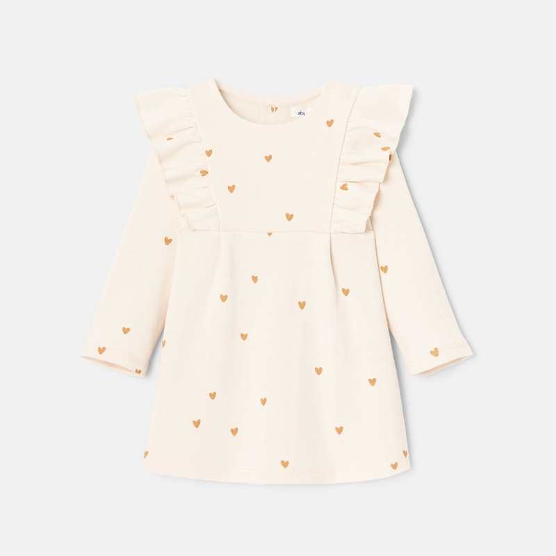 Robe en molleton à manches volantées rose bébé fille Absorba