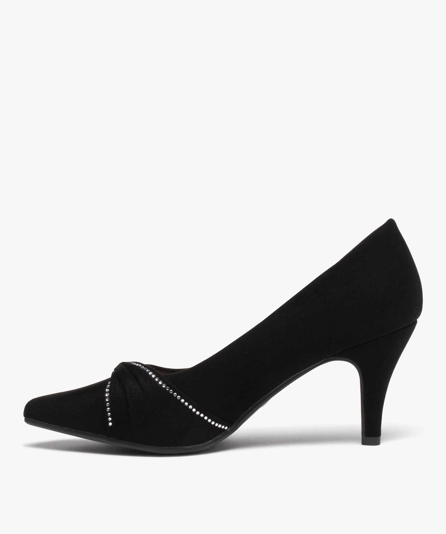 Escarpin femme avec strass sur le dessus noir | GEMO