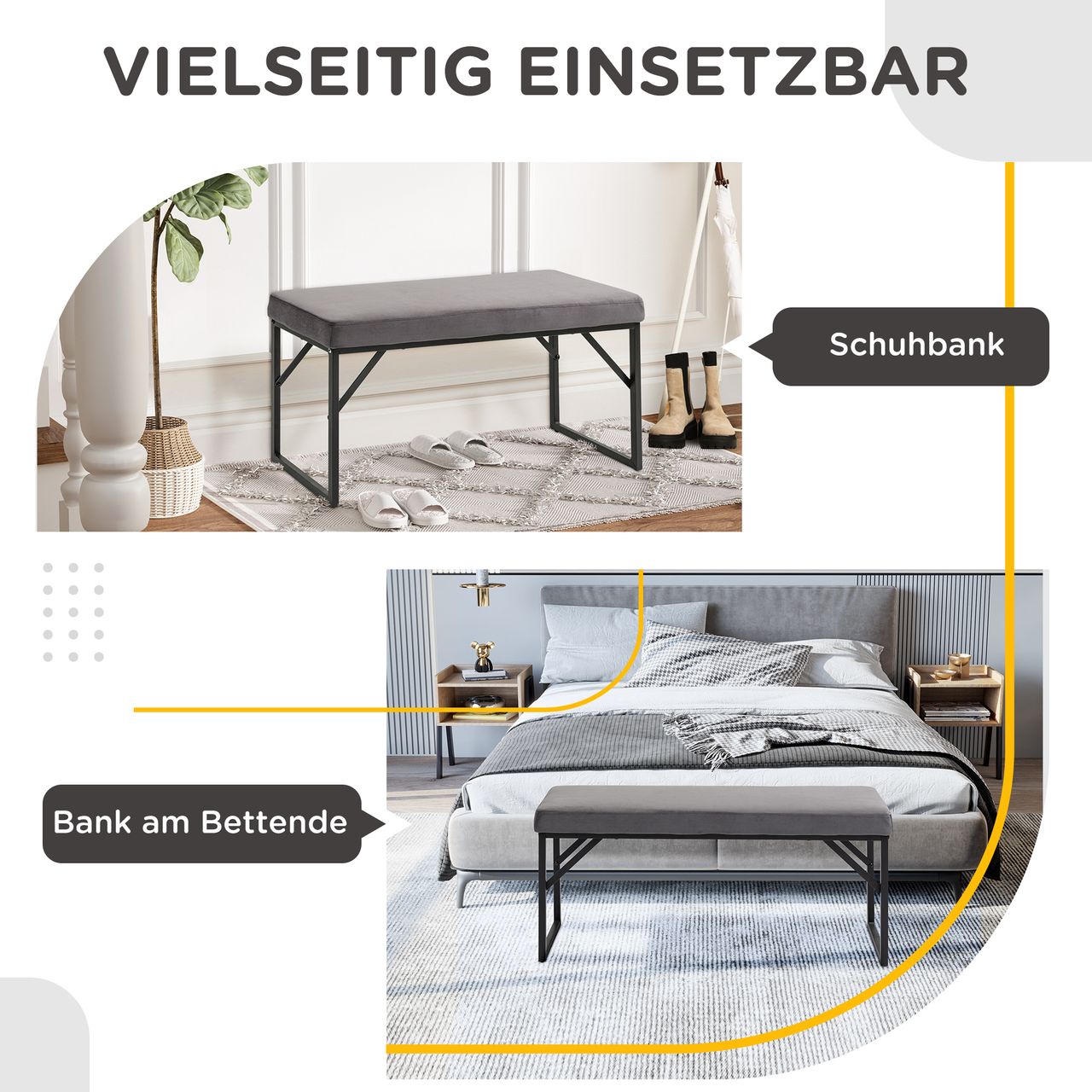 HOMCOM Sitzbank Polsterbank, Bettbank in Samtoptik, Schminkbank für Schlafzimmer