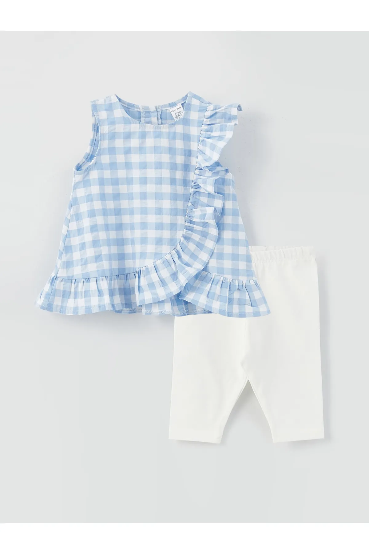 LC Waikiki  Karierte Bluse und Leggings für Baby-Mädchen mit Rundhalsausschnitt, 2er-Set