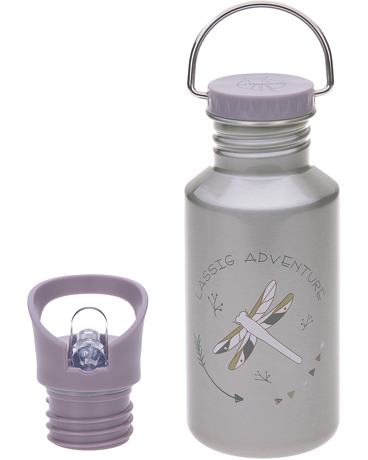 Edelstahl Trinkflasche Adventure Libelle, 500 ml, inkl. 2 Verschlüssen