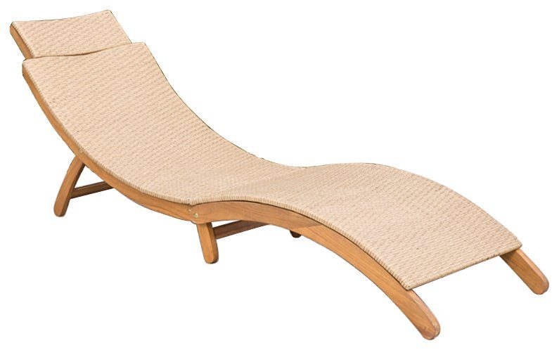 MERXX Gartenliege Capri, Akazie/Polyrattan, klappbar, natur, inkl. Kissen