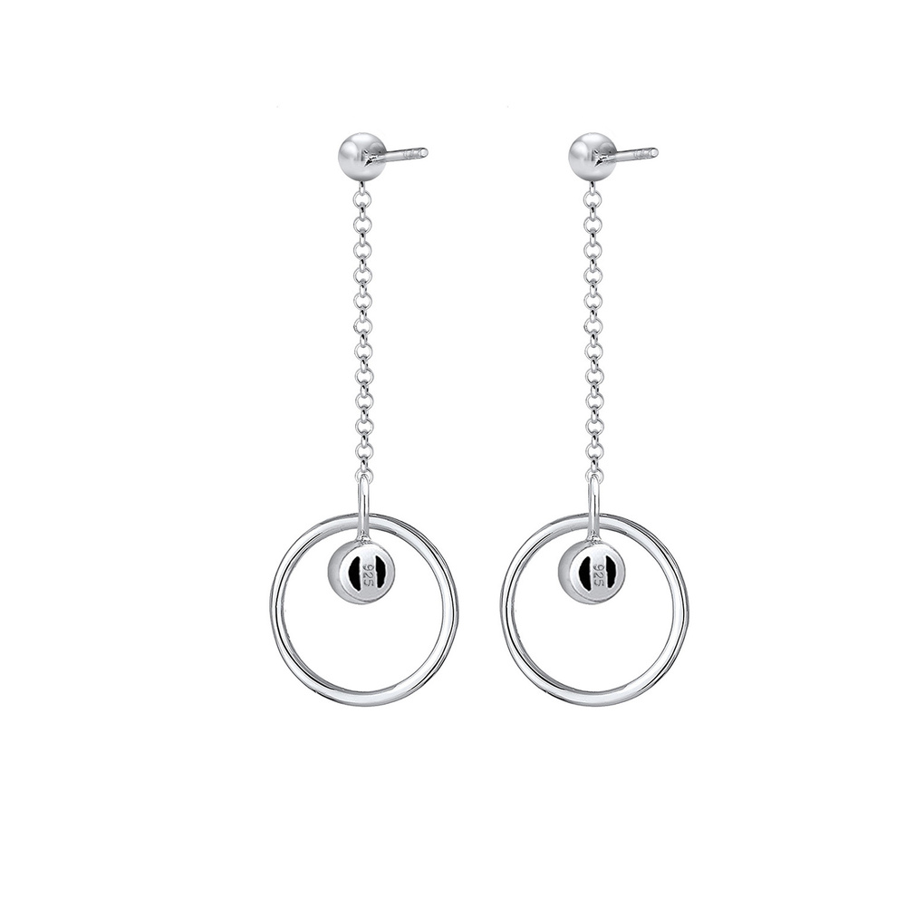 Elli Elli Boucles d'Oreilles Kreis Geo Solitär Kristalle Silber Beau Boucles d'oreilles