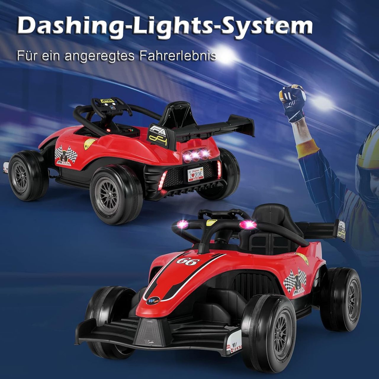 Costway 12V Kinderauto, elektrisches Rennauto mit Fernbedienung